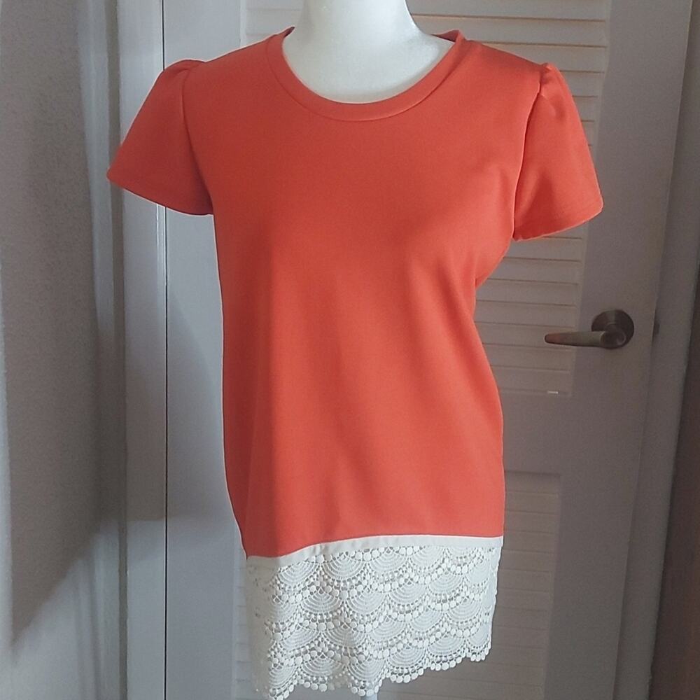 Off Limits by Tiel Orange/Cream Lace Hem Dress No Size//Care Tag Tomatogirl Twee - Picture 2 of 9